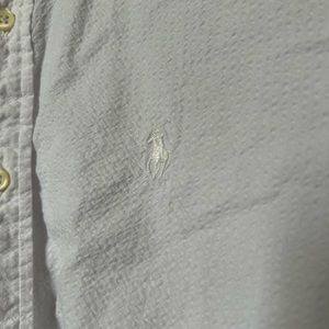 Polo Ralph Lauren White on White Button Up Shirt (Medium)